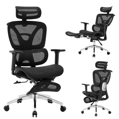 Ergonomic Office Chair High Back Mesh Desk Chair with Footrest, Dynamic Lumbar Support, Adjustable Headrest, Reclining Computer Chair
