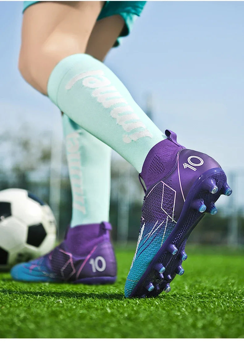Nouvelles chaussures de football pour hommes, ultralégères, pour intérieur et extérieur, de haute qualité, à haute cheville, antidérapantes, chaussures de sport, futsal antidérapantes