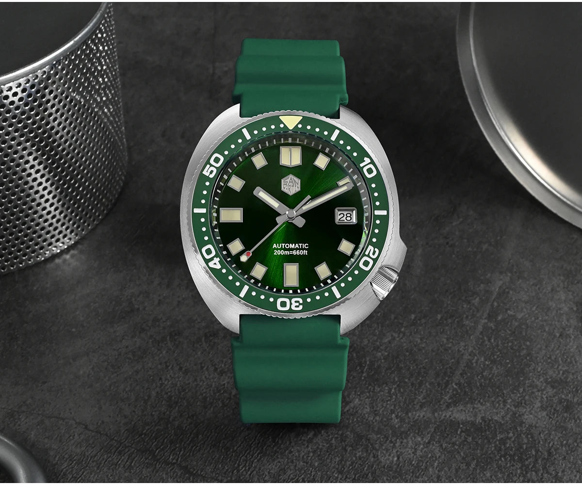 San Martin Turtle Men Diver Watch 44mm NH35 Automatic Mechanical Wristwatch Sapphire Waterproof 200m Luminous Relojes SN0047