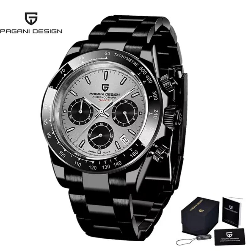 Nuevo original PAGANI DESIGN PD-1664 reloj de pulsera de lujo para hombre con movimiento de cuarzo japonés VK63, cristal de zafiro, cronógrafo impermeable dorado