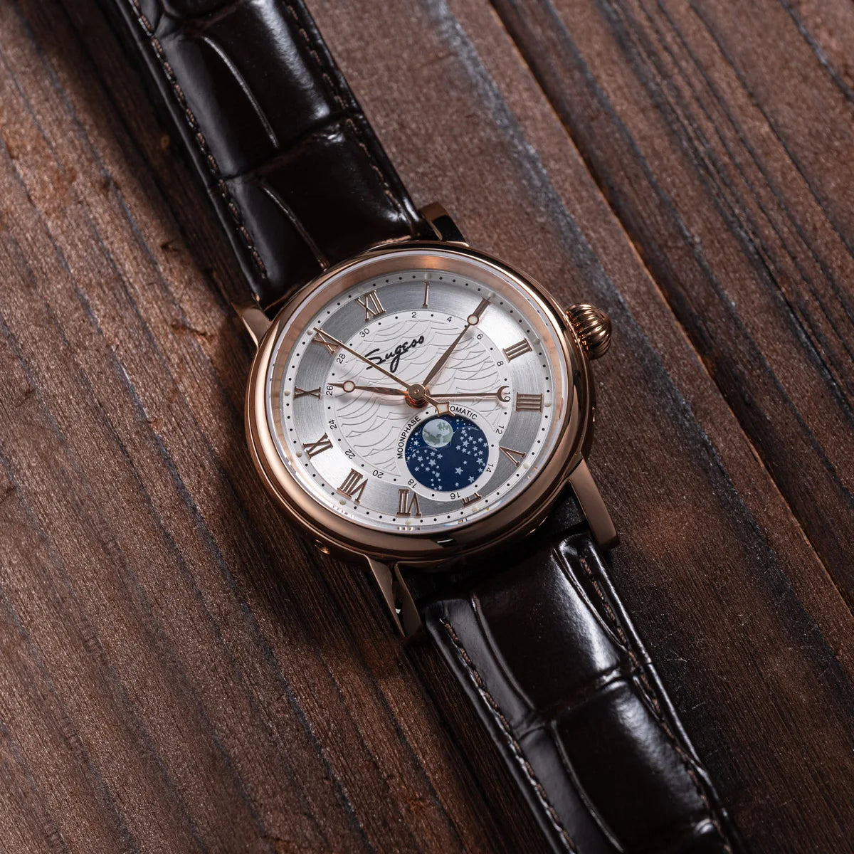 Sugess Moonphase Automatic Mechanical Men's Watch Wristwatches Original Movement ST2108 Waterproof Clock Sapphire Special Date