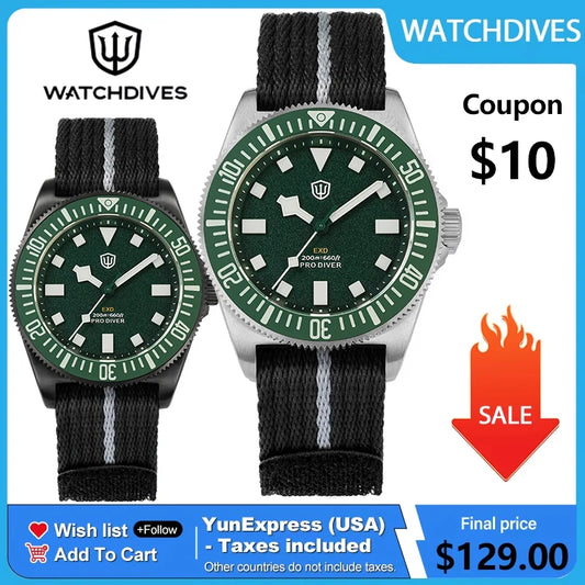 Watchdives EXD V2 40mm Titanium Watch Exchangeable X Design VH31 Sweep Second Movement Quartz Watches Luminous Waterproof 200M