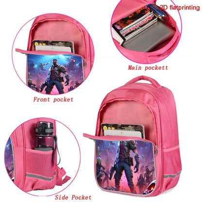 Mochila Fortnite Cartoon de 16 polegadas, unissexo, para rapazes e raparigas, com fechos duplos, grande capacidade e leve, para estudantes