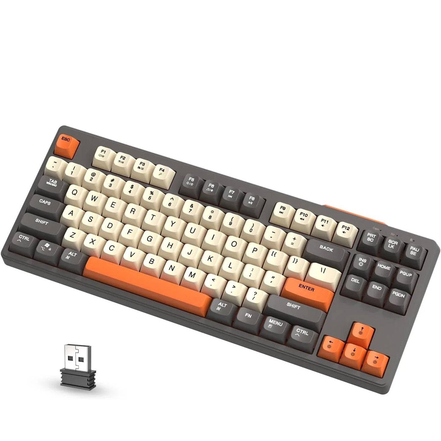 Teclado Gaming Sem Fios Free Wolf M87 75% - Switches Silenciosos, Retroiluminação Rainbow, BT/2.4G, Teclas PBT em Degradé, Design Compacto