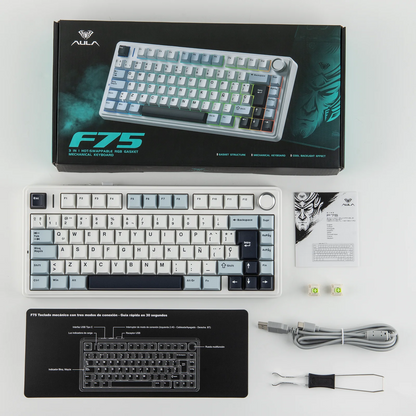 EPOMAKER AULA F75 ISO-ES 75% spagnola QWERTY Hot-Swap, tastiera meccanica da gaming cablata/Bluetooth/wireless 2.4GHz con montaggio gasket e retroilluminazione RGB