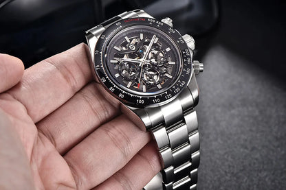 PAGANI DESIGN Orologio meccanico automatico da uomo in acciaio inossidabile, impermeabile 10Bar, sportivo, di lusso casual per uomo