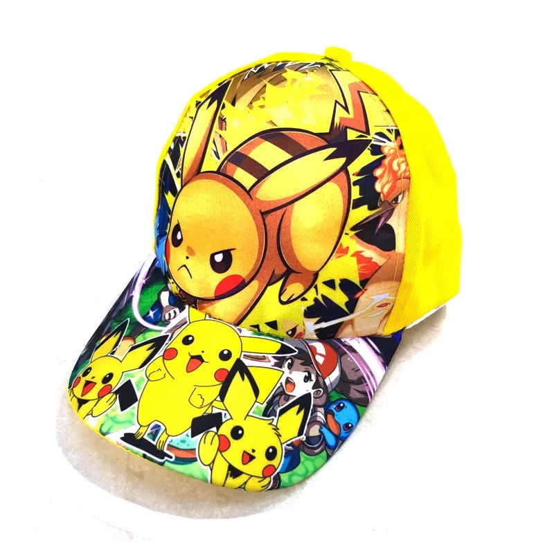 Șapcă de baseball din poliester cu figurină Pikachu din anime-ul Pokémon Go, cu imprimeu de desene animate, cu cozoroc, pentru copii, decorativă, cadou de ziua de naștere