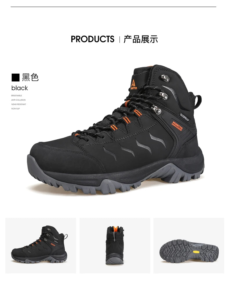 HUMTTO Hiking Shoes Men's Waterproof Hunting Boots Tactical Desert Combat Ankle Trekking Boots Male Women Warm Leather Sneakers