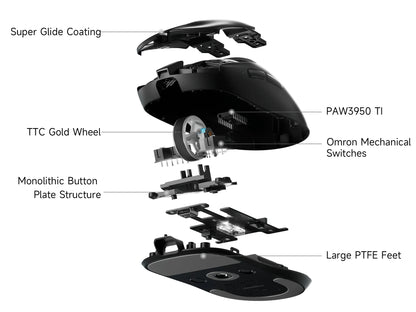 MCHOSE A7 V2 Rato Gaming Sem Fios Leve, Dupla Taxa de Polling de 8,000Hz, PAW3950 TI, Rato Gaming para Esports e Escritório