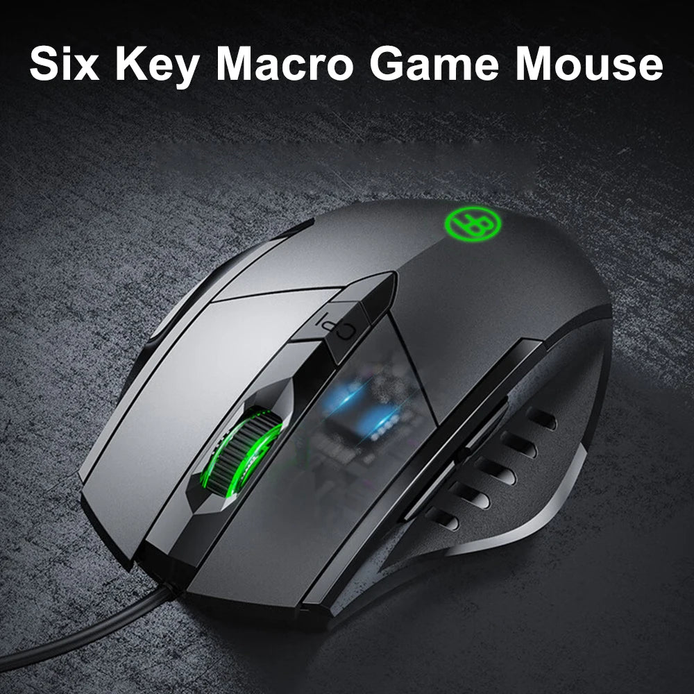 USB Wired Mouse, 7200 DPI Corded Computer Mouse with 6-Button Cord Ergonomic Mice, Office and Game Mouse for Laptop PC Desktop