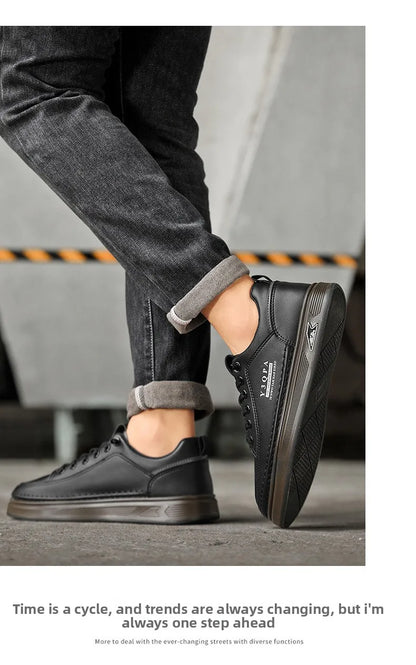 Men's Summer Fashionable Casual Driving Shoes Sporty Slip-On Loafers Versatile Comfortable Breathable Wear-Resistant Leather -..