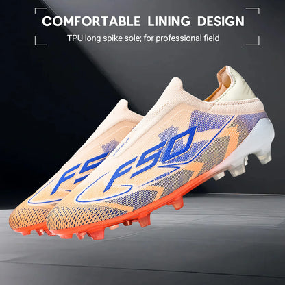 Anti-Slip AG/FG Soccer Boots, TPU Shock Absorption Sole, Durable PU Fabric Upper, Teen Boys and Girls Professional Field Sneakers