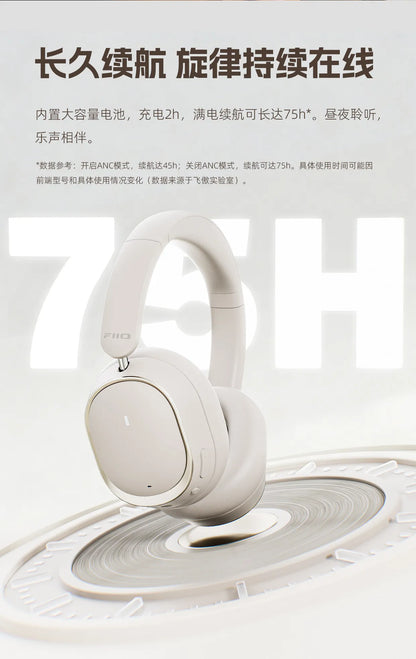 Auscultadores Over-Ear FiiO EH13 Wireless Bluetooth ANC – Headset Gaming HiFi LDAC com Cancelamento de Ruído, Graves Profundos e Longa Autonomia de Bateria
