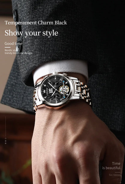 OLEVS 9910 Mens Watch Original Luxury Tourbillon Automatic Mechanical Watche Waterproof Luminous  Day-Date Watch With Box Reloj