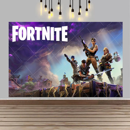 Backdrop F-fortniteds para Festa de Aniversário de Rapaz, Faixa Decorativa Infantil, Decoração de Mesa de Bolo de Aniversário, Acessórios para Festa, Adereços Fotográficos e Presente