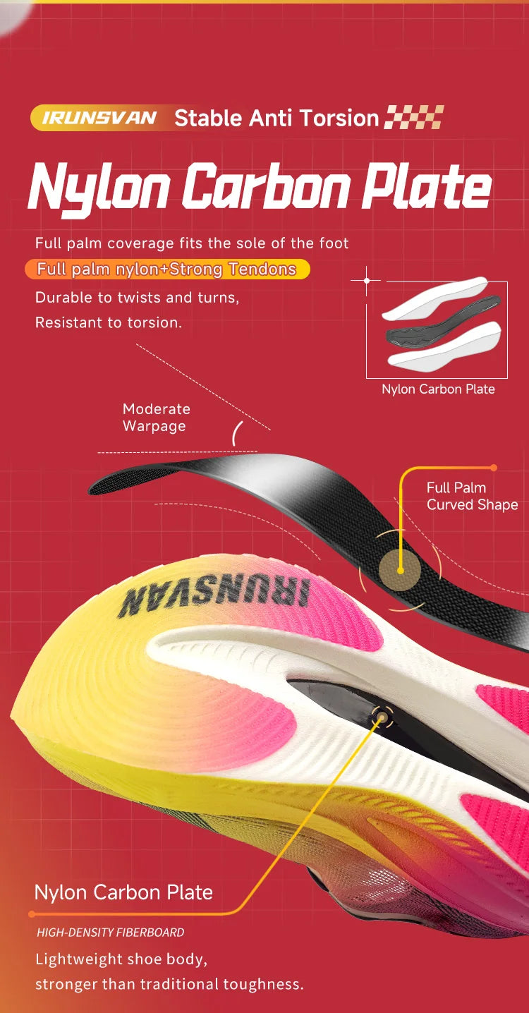 IRUNSVAN Original Carbon Plate Marathon Running Shoes Men Professional Stable Support Shock-relief Ultra-light Rebound Sneakers