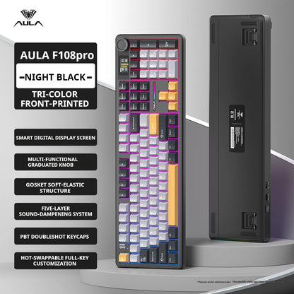 Teclado mecánico AULA F108 PRO personalizado con diseño 100%, retroiluminación RGB, Bluetooth inalámbrico, interruptor HiFi para gaming