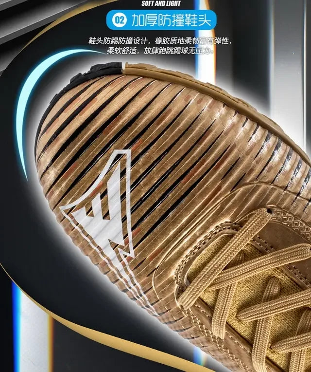 Kids Anti-Collision Toe Football Boots Lace-Up Closure Short Non-Slip Studs Wearproof Breathable Outdoor Grass Game Shoes