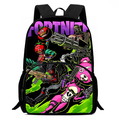 Mochilas Infantis com Design de Jogo Popular, Saco de Almoço e Estojo, Mochilas Escolares de Grande Capacidade para Alunos, Rapaz e Rapariga, Melhor Presente F-FortniteS