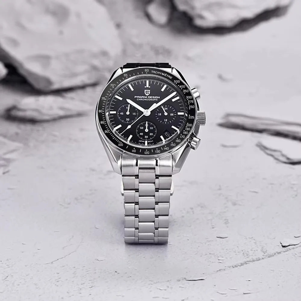 Hodinky PAGANI DESIGN Moon – luxusní quartzový chronograf pro muže, sportovní styl, safírové sklo s antireflexní úpravou, luminiscenční displej