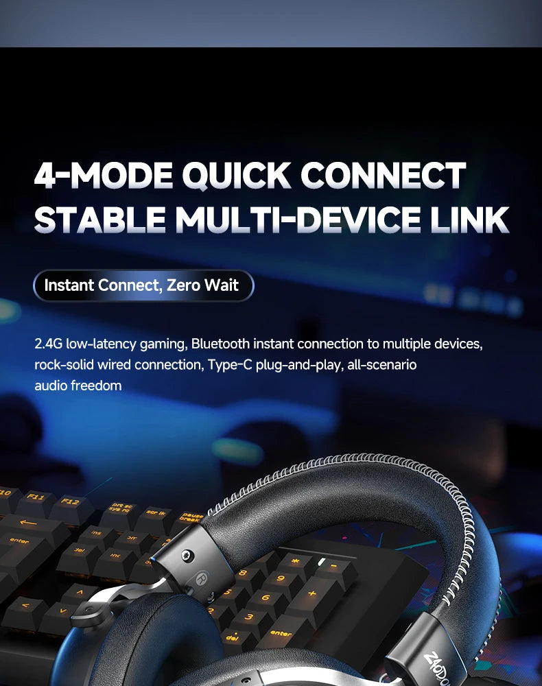 New Wireless Gaming Headphone, Bluetooth 6.0, 53mm Titanium Drivers, 7.1 Virtual Surround Sound, 15ms Zero-Latency, for PC/PS5/Mobile