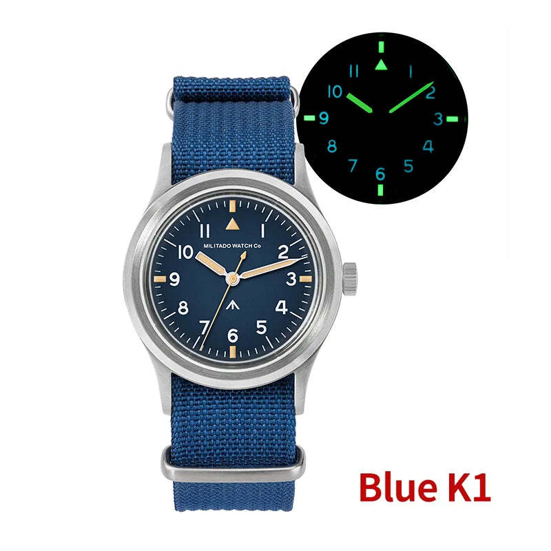 Militado ML14 Quartz Watch Cream Dial VH31/VH65 Sweep Movement Bubble K1/ Sapphire Luminous 36Mm Vintage Watches 100M Waterproof