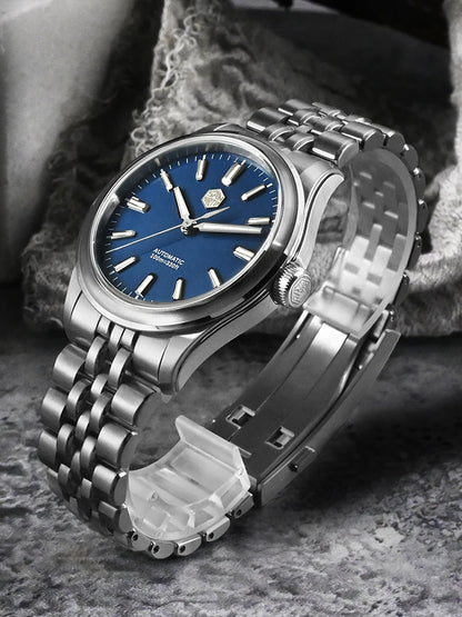 San Martin 39mm Miyota 90S5 Enamel Dial GADA Wristwatch Automatic Mechanical Sapphire BGW-X1 10Bar 5-Link Bracelet  SN0144CG-7