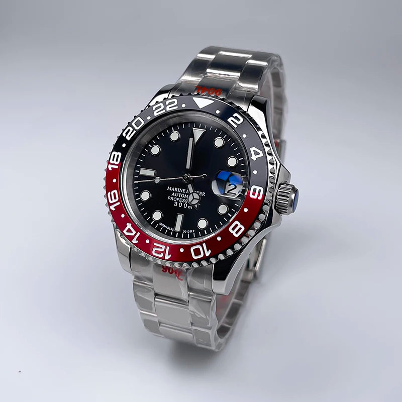 YM Style 40mm Mens Wristwatch, Bidirectional Rotate Bezel, Luminous Dial & Sapphire Crystal, Jubilee Bracelet for NH35 Movement