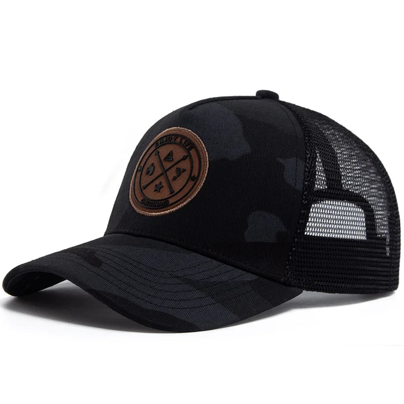 Summer Mesh Baseball Cap Women Men ENJOY LIFE Letter Patch Snapback Hat Casual Breathable Unisex Street Hip Hop Trucker Caps