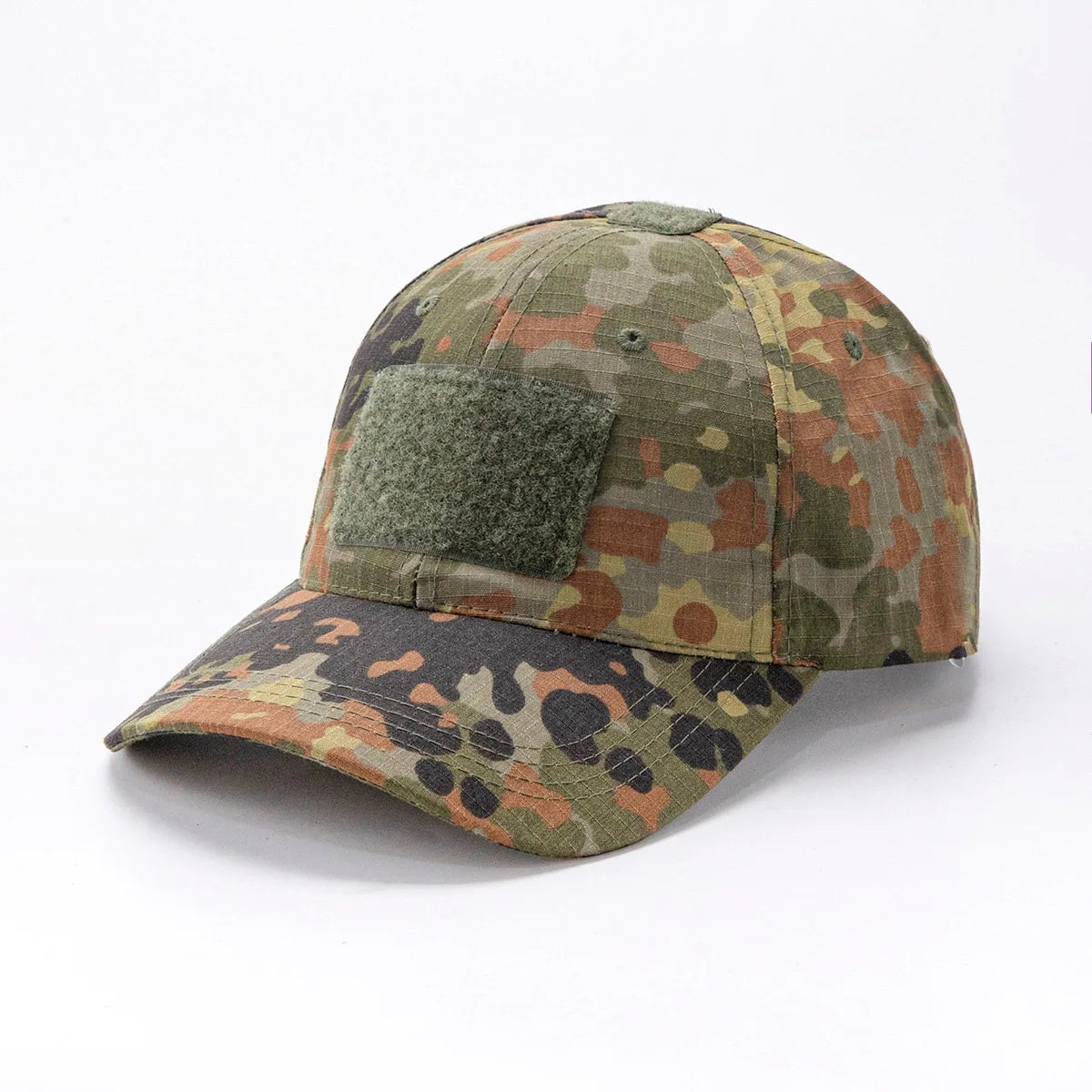 Spring Camo Baseball Cap - Tactical Military Snapback with Hook & Loop Patch Unisex Breathable Sun Hat Outdoor UV Protection