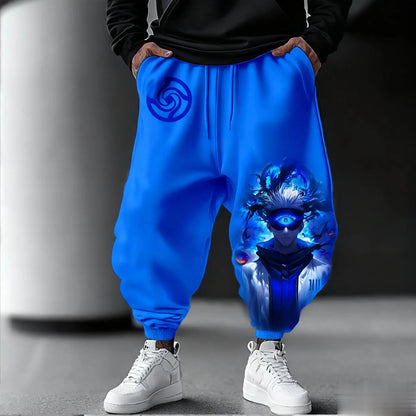 Calças de fato de treino largas para homem Jujutsu Kaisen, estilo casual, com estampado de anime japonês, streetwear gráfico, calças hip hop, roupa Y2K