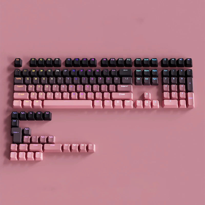 Keycap RGB gamer retroilluminati a gradiente per tastiera meccanica con switch MX, profilo OEM, PBT bianco e blu, layout ISO, tasti fai da te