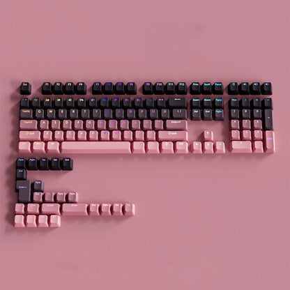 Keycap RGB gamer retroilluminati a gradiente per tastiera meccanica con switch MX, profilo OEM, PBT bianco e blu, layout ISO, tasti fai da te