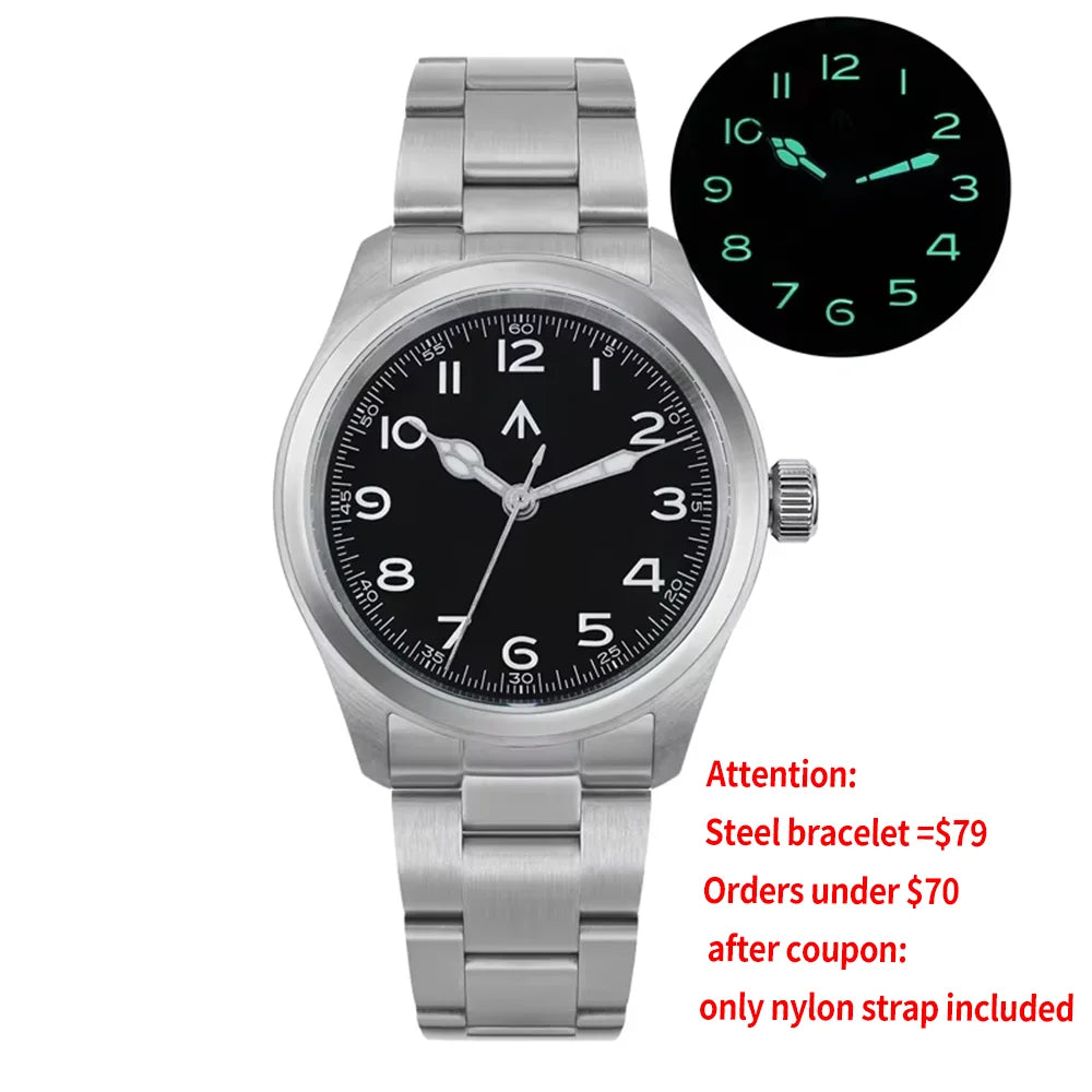 Militado ML08 Quartz Watch  VH31 Movement Steel Strip Sapphire Crystal Vintage Watch 10Bar Waterproof BGW9 Luminous Mens Watch