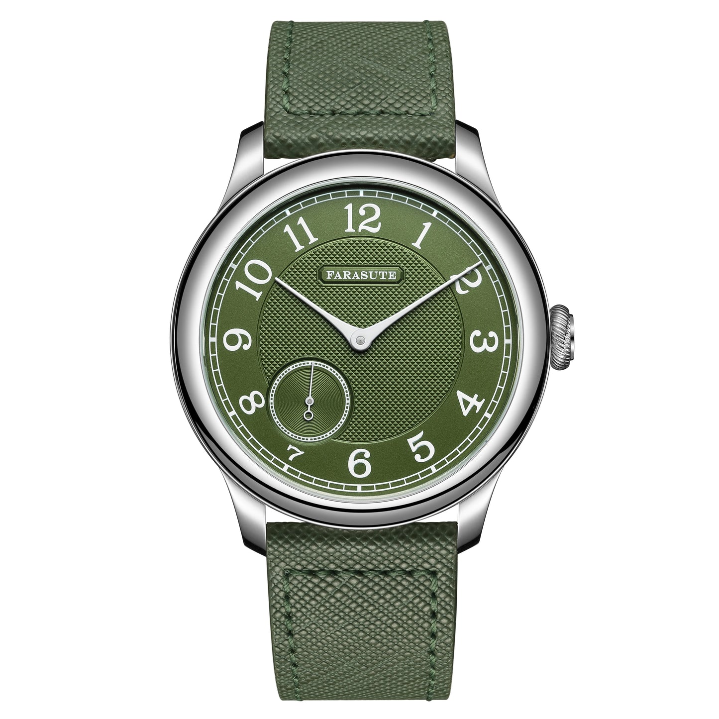 Reloj mecánico manual FARASUTE NEW Machinery para hombre, esfera salmón, ST17, segundero pequeño, estilo vintage, brazalete Bonklip