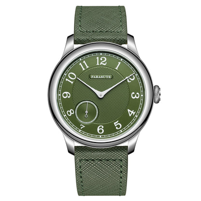 Reloj mecánico manual FARASUTE NEW Machinery para hombre, esfera salmón, ST17, segundero pequeño, estilo vintage, brazalete Bonklip