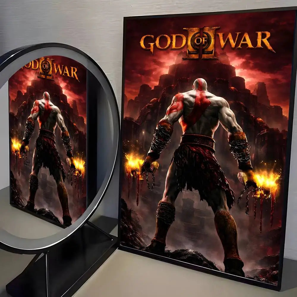 Classic pop God of War Ragnarok poster art HD canvas advanced aesthetic Printing Paper Wall Art for Living Room Home Decor