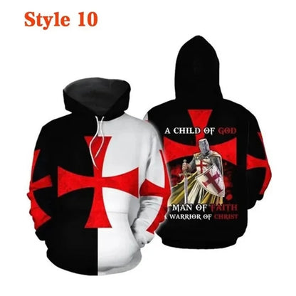 Knight Templar Men's Hoodie Sweatshirt 3D Printed Men Women Casual Hooded Sweatshirts Pullover Hip Hop Harajuku Streetwear Tops