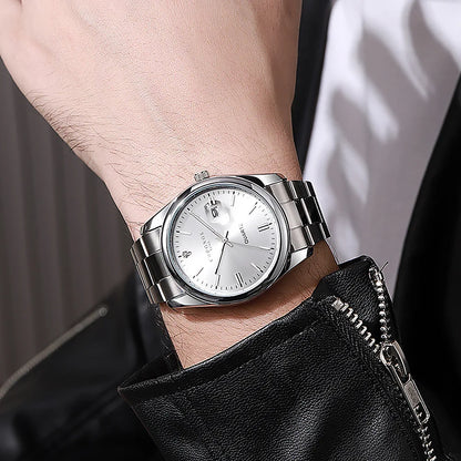 Ceas de mână pentru bărbați CHRONOS – Marcă de lux, rezistent la apă, luminat, cu afișaj al datei, din oțel inoxidabil, cu mecanism cu cuarț.