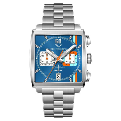 2024 Specht & Sohne New Classic Men's Quartz Watch Blue Color Stainless Steel Japan VK63 Movement Genuine Leather Montre Homme 39MM
