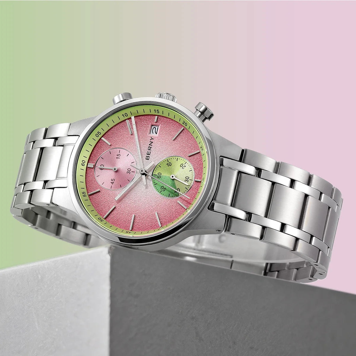 BERNY Watches for Men Fashion Casual Multi-function Chronograph Quartz Men's Watch Luminous Date Colorful Sports Wristwatch