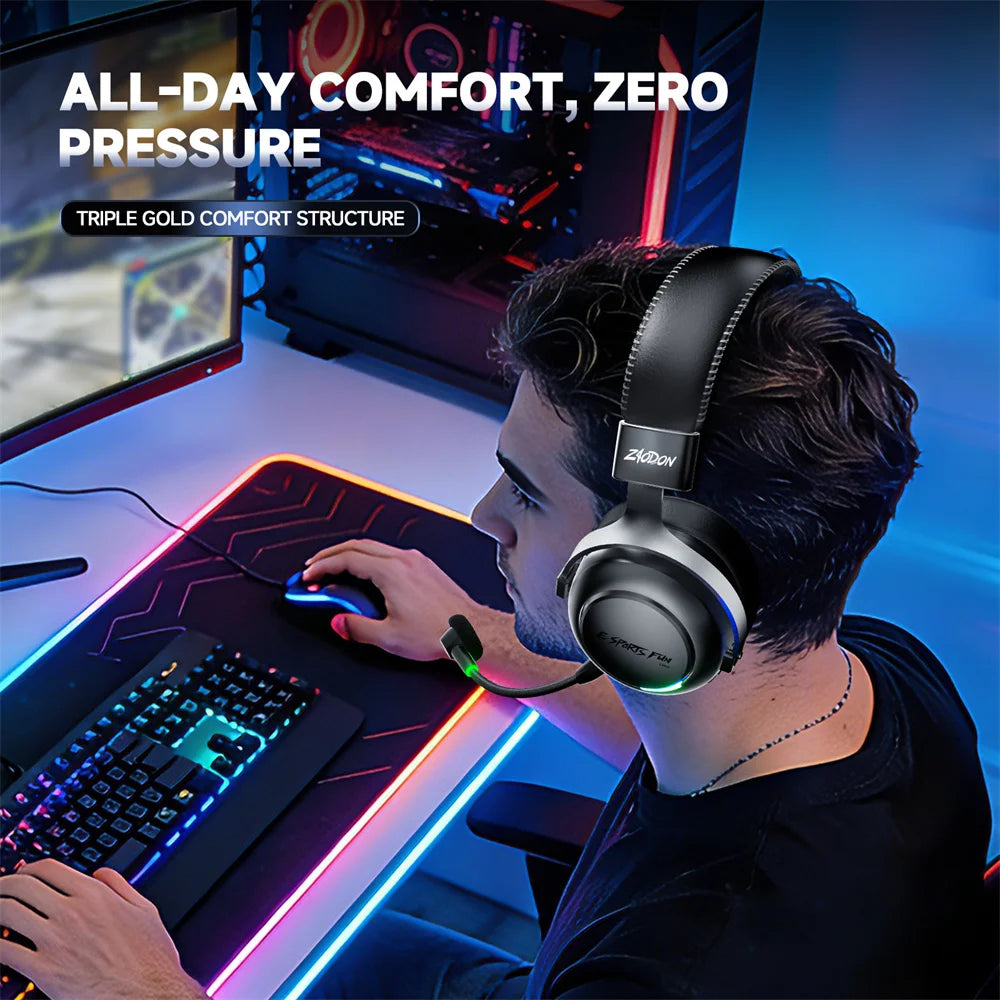 New Wireless Gaming Headphone, Bluetooth 6.0, 53mm Titanium Drivers, 7.1 Virtual Surround Sound, 15ms Zero-Latency, for PC/PS5/Mobile