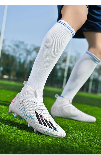Nouvelles chaussures de football pour hommes, ultralégères, pour intérieur et extérieur, de haute qualité, à haute cheville, antidérapantes, chaussures de sport, futsal antidérapantes