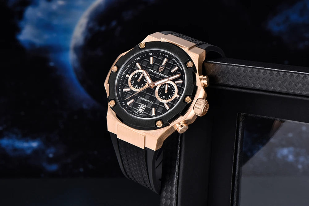 Orologi al quarzo da uomo PAGANI DESIGN – Cronografo sportivo di lusso, impermeabile, dotato di lancette luminescenti e vetro zaffiro con trattamento antiriflesso
