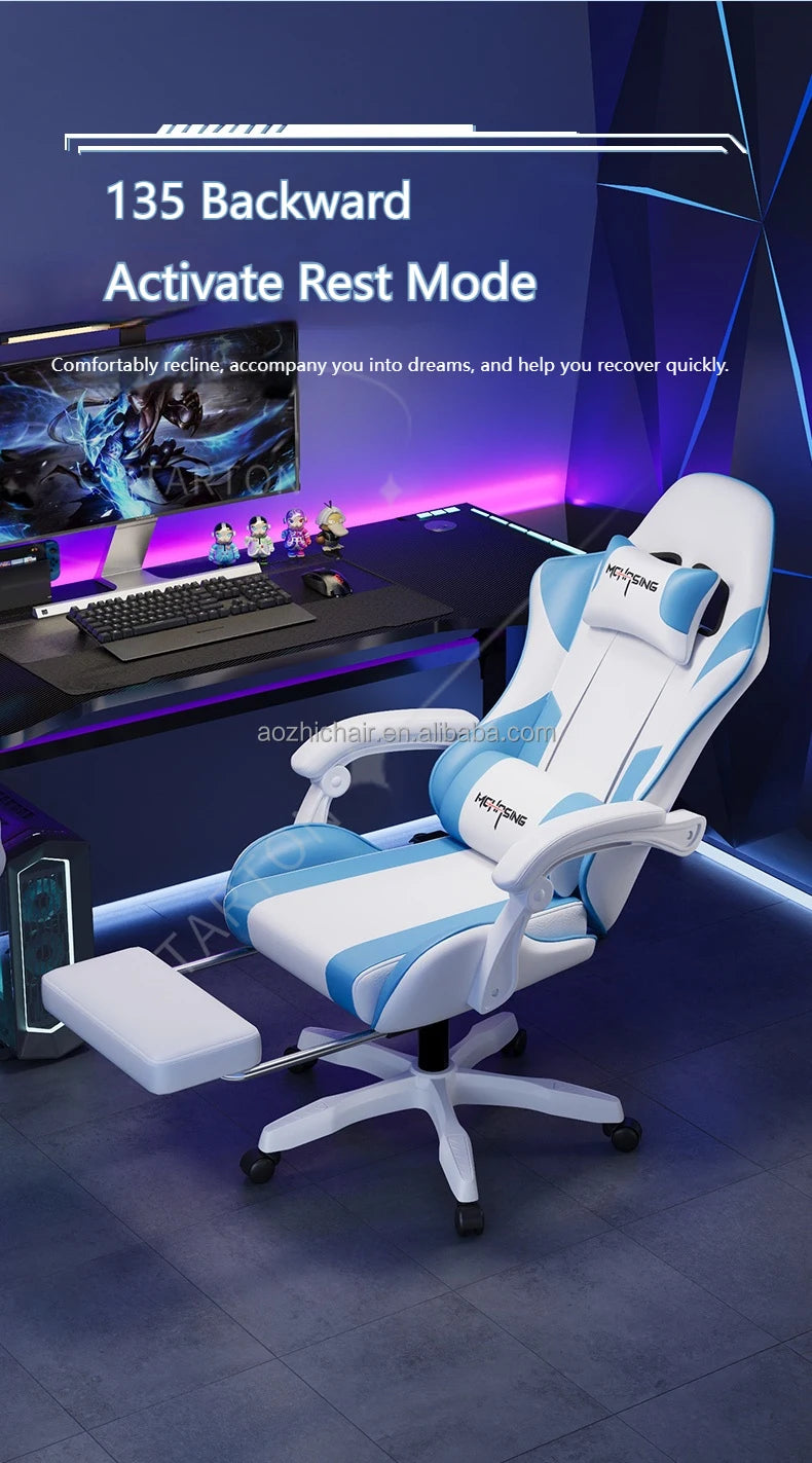 Sedia gaming e-sport ergonomica dal design moderno, con rotazione girevole, ruote e stile avvolgente, per ufficio, casa e postazione computer