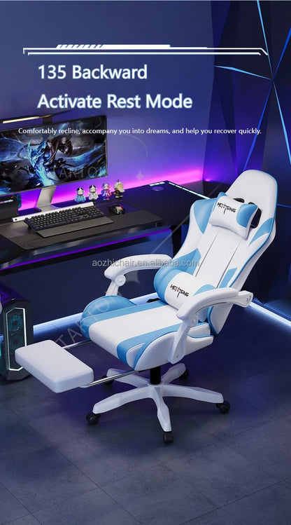Sedia gaming e-sport ergonomica dal design moderno, con rotazione girevole, ruote e stile avvolgente, per ufficio, casa e postazione computer