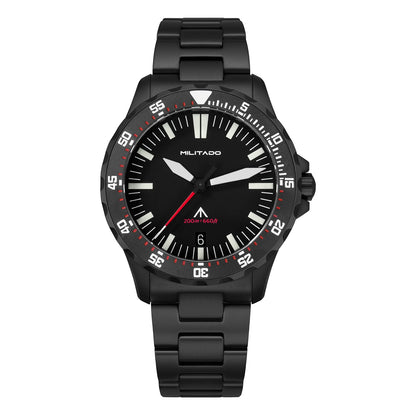 Militado ML16 39mm Quartz Dive Watch Sapphire Crystal 200M Water Resistant Ceramic Bezel BGW9 Lume Screw Down Crown