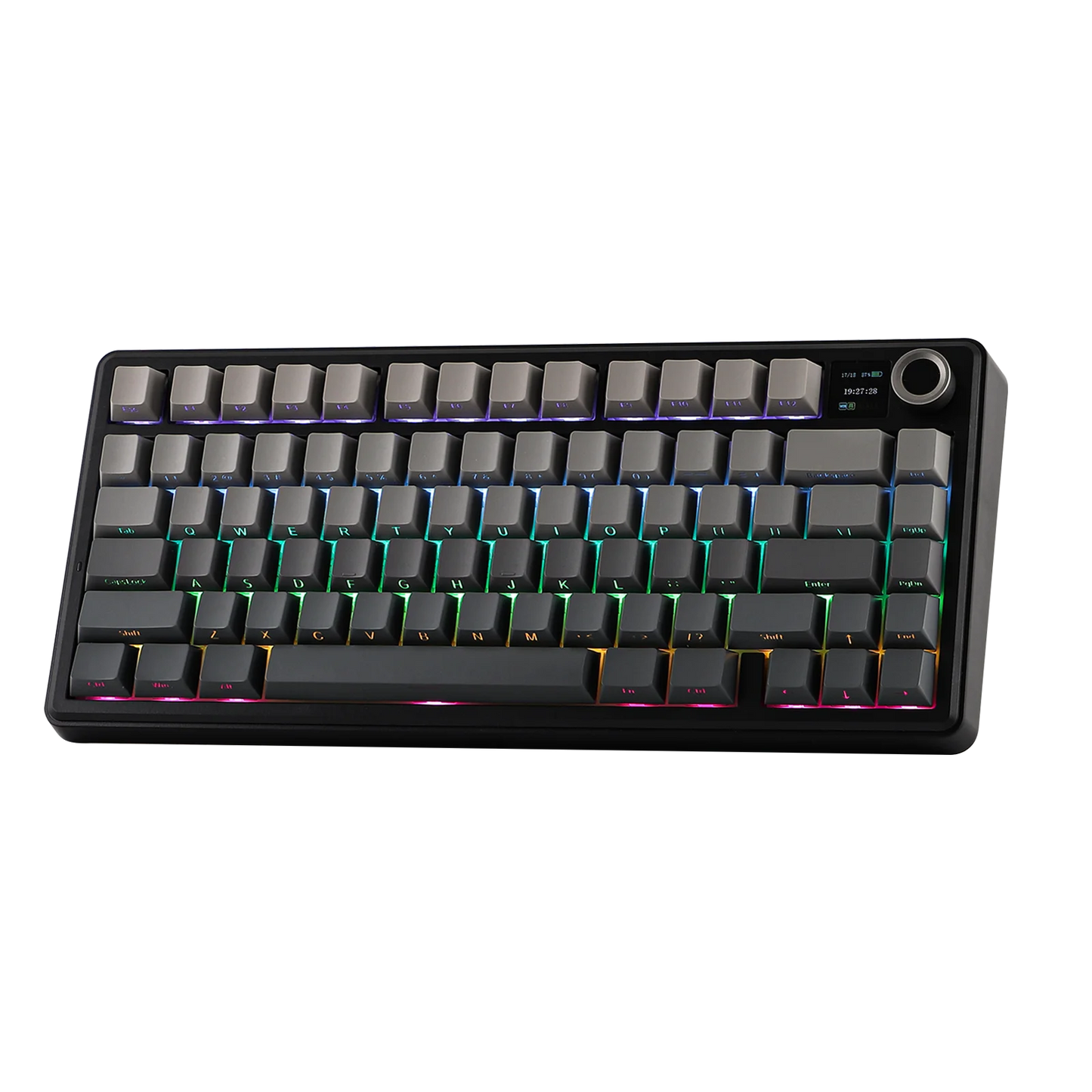 Teclado mecánico inalámbrico EPOMAKER X AULA F75 MAX compacto 75% con distribución ANSI, conexión por cable/Bluetooth/2.4GHz, pantalla TFT y perilla