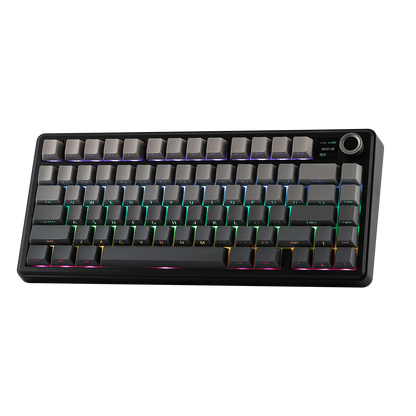 Teclado mecánico inalámbrico EPOMAKER X AULA F75 MAX compacto 75% con distribución ANSI, conexión por cable/Bluetooth/2.4GHz, pantalla TFT y perilla