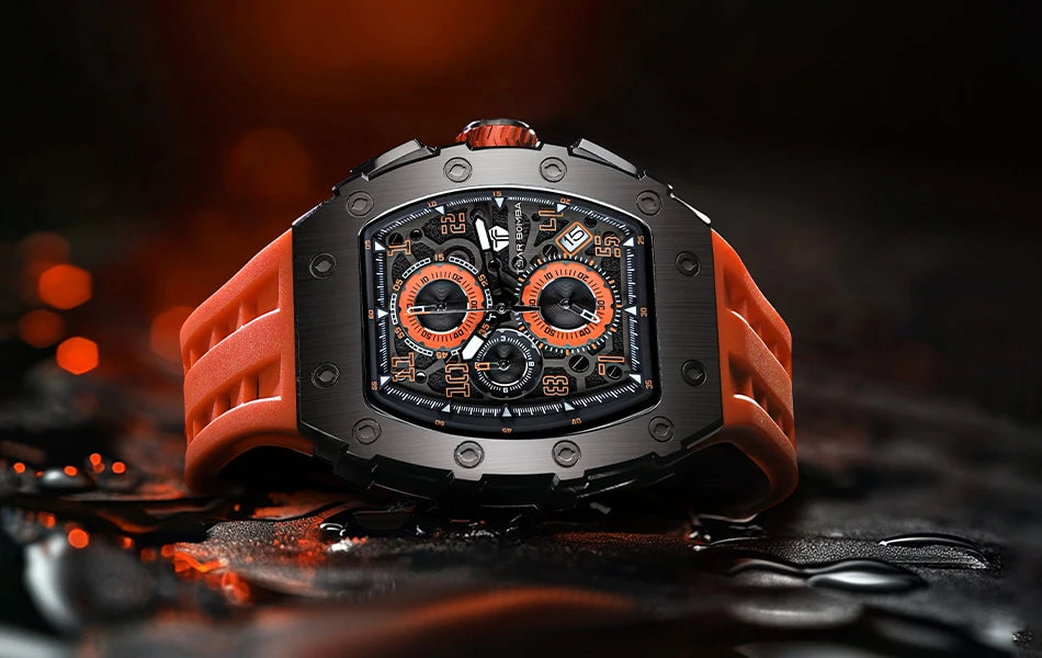 TSAR BOMBA Watch for Men Luxury Brand Tonneau Design Waterproof Clock Stainless Steel Wristwatch Fashion Rectangle Men's Watch